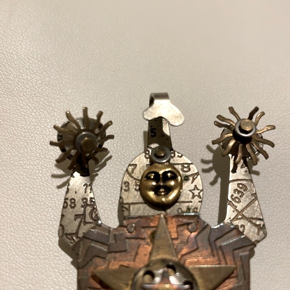 RARE Beth Piver Steampunk Mixed Metal Modernist Pin - Picture 3 of 4